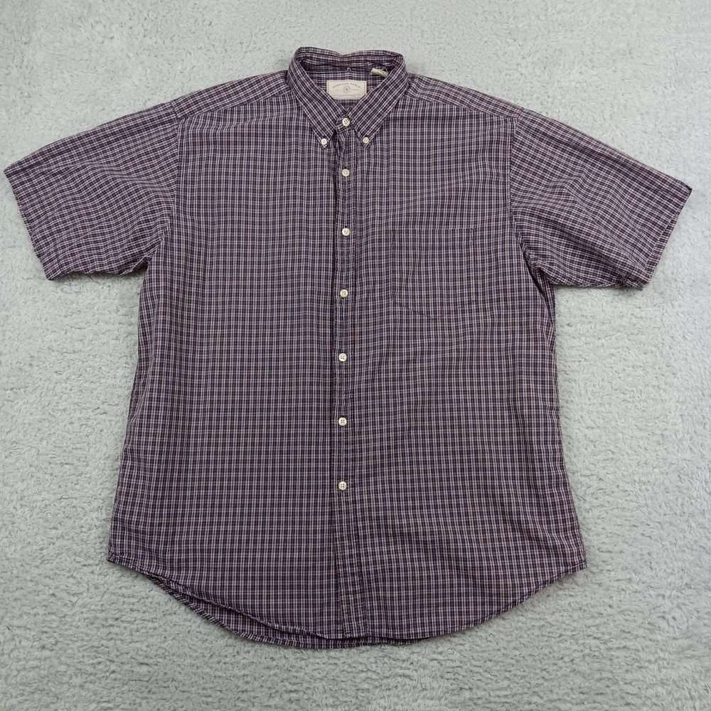 VTG American Eagle Button Down Shirt Mens L Navy Orange Plaid RN 54485